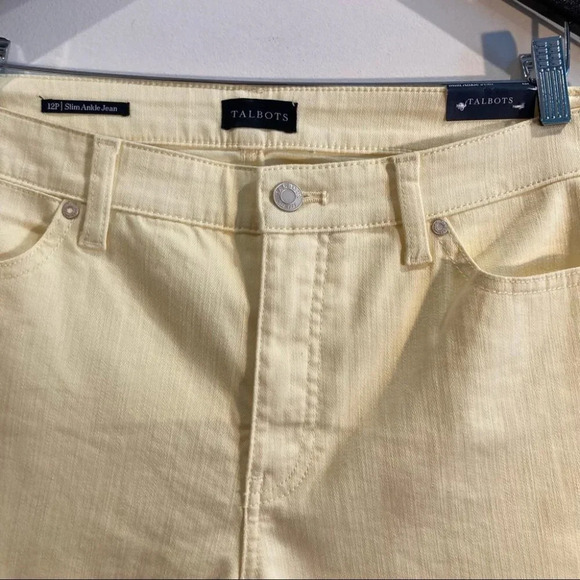 TALBOTS Sz 12P Slim Ankle Pastel Yellow Jeans NWT - Picture 3 of 10